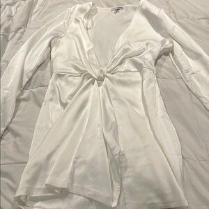 Elegant White Satin Blouse